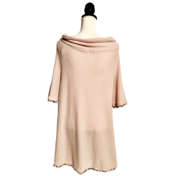 EASEL Waffle Knit Roll Neck Longline Sweater Tunic Dress - Picture 4 of 9